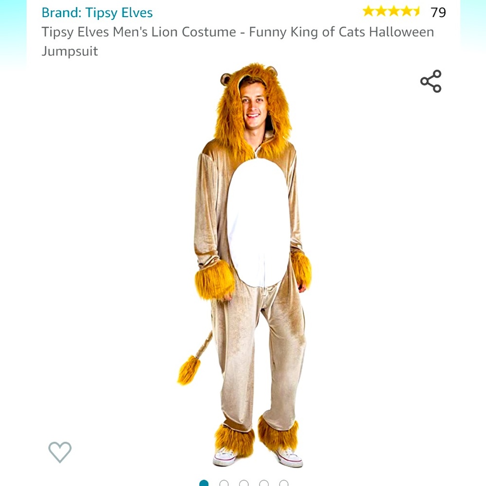 Tipsy Elves Men’s lion costume. Size L. Worn once and in pristine condition.